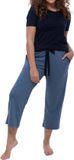 Ammann Dames pyjama Night & Home blauw korte mouw effen katoen/modal L