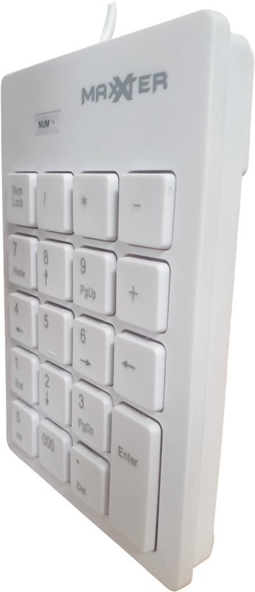 Maxxter USB Toetsenbord Numeriek USB Toetsenbord met 19 Toetsen Numeric Keypad Wit
