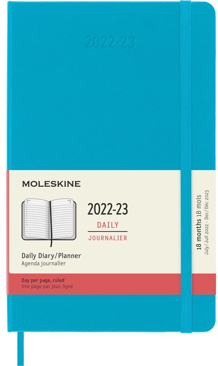 Moleskine 18 Maanden Agenda - 2022/23 - Dagelijks - Large - Harde Kaft - Mangaan Blauw