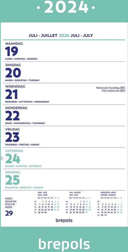 Brepols Wand-weekkalender op schild 2024