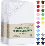 NatureMark Jersey hoeslaken set van 2, 100% katoen, 70x140cm, wit