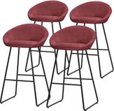 ML-Design Set van 4 barkrukken, rood, 56x94x50 cm, met rugleuning en voetsteun, tot 120 kg