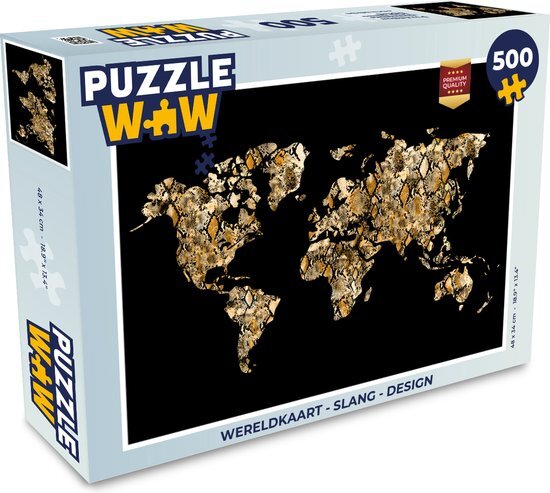 MuchoWow Puzzel Wereldkaart - Slang - Design - Legpuzzel - Puzzel 500 stukjes