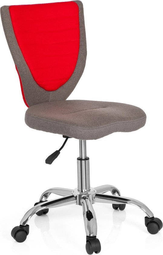 HJH OFFICE Kiddy Comfort - Bureaustoel - Stof - Grijs/rood Kinder bureaustoel