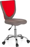 HJH OFFICE Kiddy Comfort - Bureaustoel - Stof - Grijs/rood Kinder bureaustoel