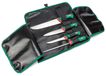 Set de couteaux, rouleau de boucher - Couteau à désosser 16 cm - Couteau 18 cm - Couteau de boucher 27 cm, aiguiseur 25 cm - Pliable, insert lavable - Noir, vert et rouge - Pour la viande et la boucherie