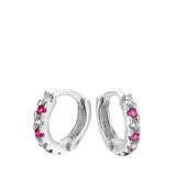 Lucardi Meisjes Oorring met plating - Rond - Zirkonia - Cadeau - Echt Zilver - Zilverkleurig