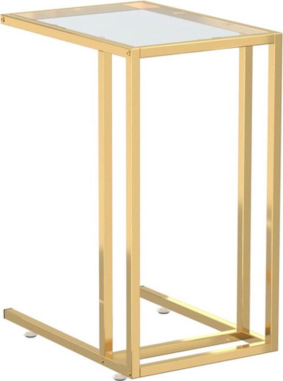 vidaXL Computer bijzettafel - 50x35x65 cm - Gehard glas - Transparant