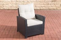 Merkloos Tuinstoel deluxe - Weerbestendig - Loungestoel look - Wicker - Zwart/wit - Set van 1