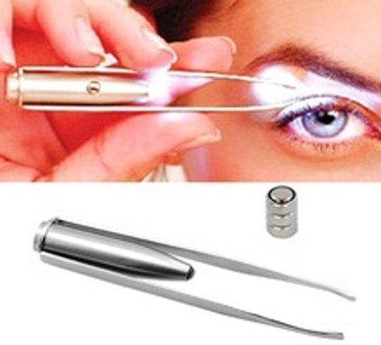 AA Commerce Pincet LED Licht lamp - Wenkbrauw Trimmer Epilator Met LED verlichting - Epileren Met Lamp