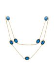 NAEMI Halsketting Goudkleurig Blauw Kristal 42 cm