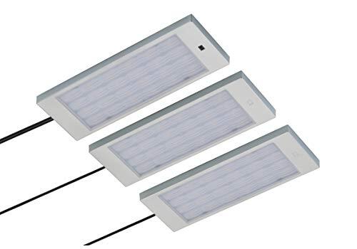 ROLUX LED onderbouwverlichting set"DF-1816" set van 3, 210x75x13,5mm, zilver/grijs