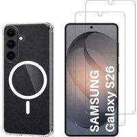 Phonillico® Coque avec Cercle magnétique pour Samsung Galaxy S26 et 2 Verres Trempé Film Protection Ecran