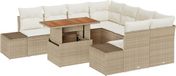 vidaXL Tuinbank Set 4 zitplekken Beige Polyrattan