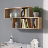 BAKAJI Wandplank, boekenkast, modern design met 4 planken, MDF-houtstructuur, tweekleurig, afmetingen 100 x 53 x 19,5 cm, thuiskantoordecoratie (wit eiken)