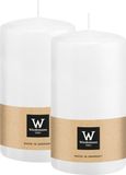Wiedemann Bougie cylindrique/bougie pilier - 2x - blanc - 13 x 7 cm - 52 heures de combustion - bougies cylindriques