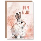Artery8 Cute Bunny Rabbit Light Pink Watercolour For Her Woman Easter Card