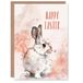 Artery8 Cute Bunny Rabbit Light Pink Watercolour For Her Woman Easter Card