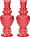 Ideas 4 Seasons Bloemenvaas Venice - 2x - gekleurd sierglas - ribbel koraal rood - D5.7 x H15 cm