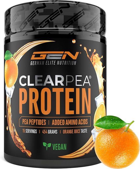 German Elite Nutrition ClearPea Vegan Clear Protein Sinaasappel Smaak 454 g