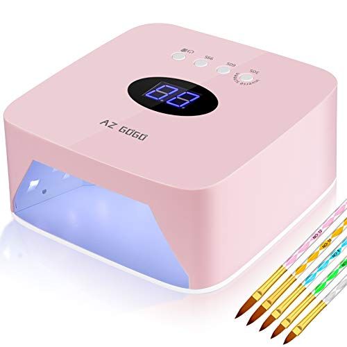 AZ GOGO Nageldroger, 72 W, led-uv-lamp voor gelnagels, professionele uv-nagellamp met 30/60/99 s timer, infraroodsensor, lcd-display, autosensor, geschikt voor alle gel, oplaadbaar en draagbaar
