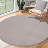 the carpet RELAX – Extra Zacht & Wasbaar Vloerkleed tot 30°C met Antislip Onderzijde – Fluweelachtige Structuur – Voor Slaapkamer of Woonkamer – Zilver, rond 120 cm