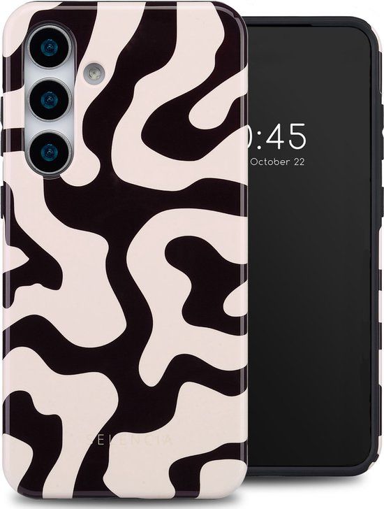 Selencia Hoesje - Geschikt voor Samsung Galaxy S25 - Backcover - Art Wave Black