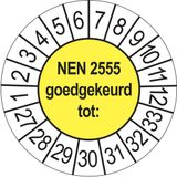Merkloos / Sans marque Ricard Keuringsstickers NEN 2555 Goedgekeurd tot 2027 | 50 stuks, Ø 35 mm | Geel