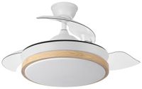 Eden pulse Ventilator wit en beuken, 3 uitklapbare vleugels, 6 snelheden, geïntegreerde led 3 temperaturen, 32/47 x 40/91 cm