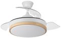 Eden pulse Ventilator wit en beuken, 3 uitklapbare vleugels, 6 snelheden, geïntegreerde led 3 temperaturen, 32/47 x 40/91 cm