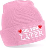 Bellatio Decorations Wintersport muts voor volwassenen - ice ice Baby - roze - one size - Apres ski beanie