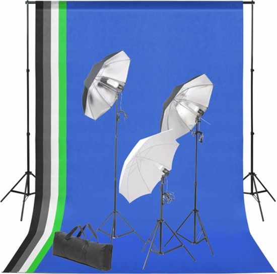 vidaXL Fotostudioset met achtergrond en verlichtingsset