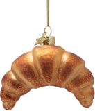Vondels Boule de Noël Croissant - 7cm Verre, Marron, 1 Pièce