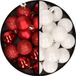 Merkloos / Sans marque Billiet - Vanlaere Kerstballen 36x stuks - 3 en 4 cm - rood en wit - kunststof
