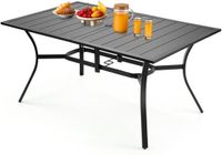 Merkloos Tuintafel / Patiotafel - Rechthoekige buiteneettafel - 150 x 96 x 72,5 cm - Koolstofstaal - Zwart