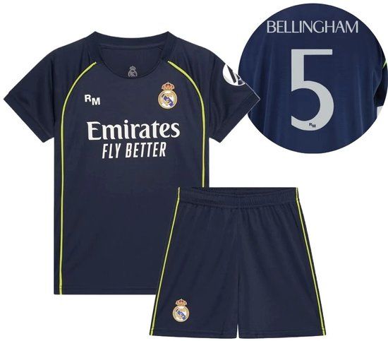 Real Madrid Voetbaltenue Bellingham Uit - 2025-2026 - Kinderen - Shirt en Broekje - Blauw - Maat 140