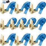 AREBOS 10 x Spanband - 4 m x 25 mm - Polyester - Blauw - 800 kg - EN-12195-2 - Met ratel