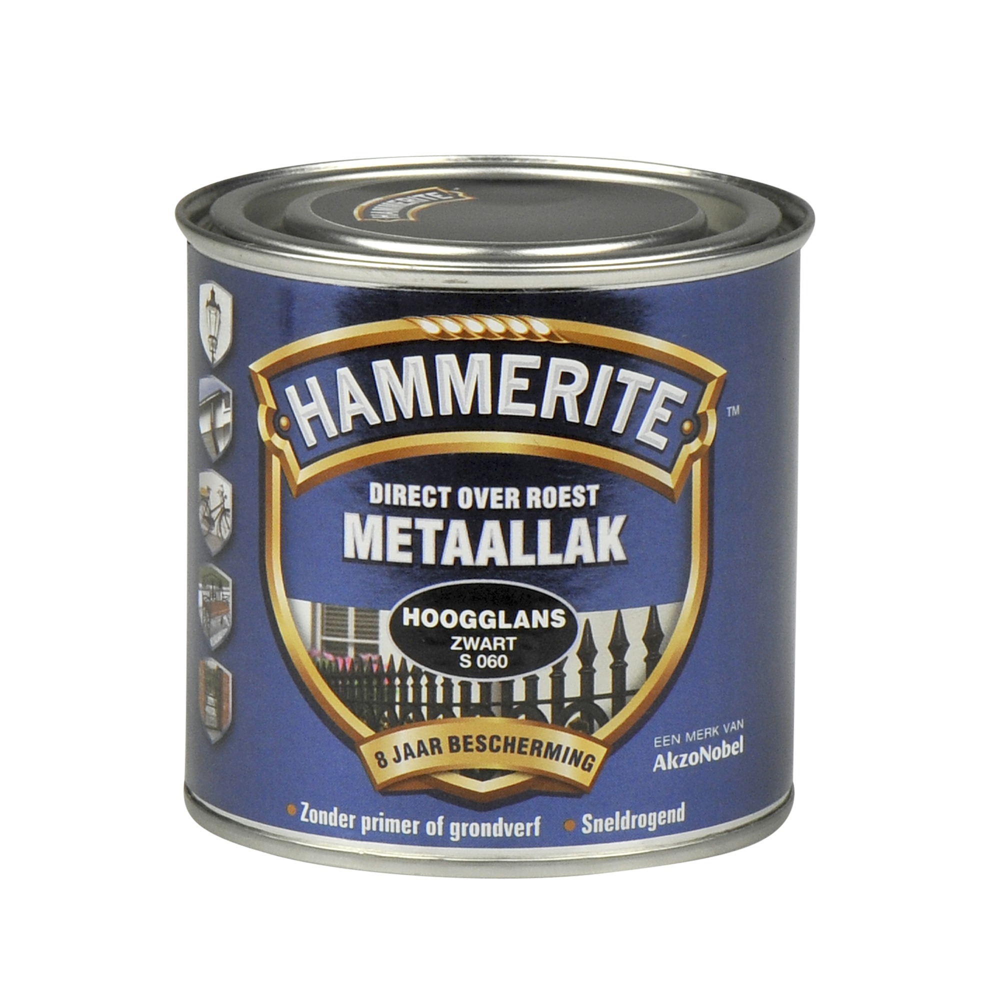 Hammerite direct over roest metaallak hoogglans zwart - 250 ml