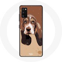 Maniacase Hoesje voor Samsung Galaxy A41 Basset Hound hond gezicht