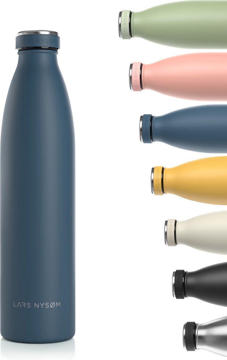 LARS NYSØM Roestvrijstalen drinkfles 'Ren' 1000ml Blue Stone