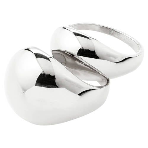 PILGRIM silver plated ring Evon - set van 2