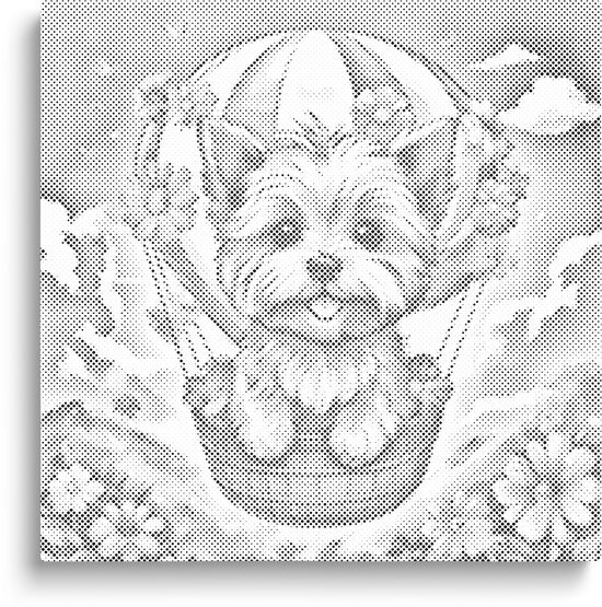 Hondje in luchtballon | Dot painting | 50x50cm | Los canvas | Diamond painting & Schilderen op nummer alternatief | Stippelschilderij