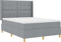 vidaXL Boxspringbed met hoofdeinde Lichtgrijs 140 x 200 cm Stof