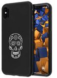mumbi Hoes compatibel met iPhone X/XS mobiele telefoon Case Phone Case Double Grip met Calavera motief wit, zwart