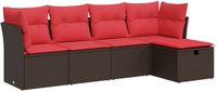 vidaXL 5-delige Loungeset met kussens, polyrattan, bruin