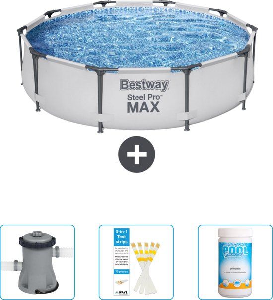 Bestway Steel Pro MAX Zwembad - Rond - 305 x 76 cm - Grijs - Inclusief Pomp