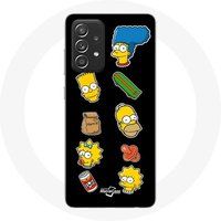 Maniacase Hoesje voor Samsung Galaxy A52 The Simpsons zwarte achtergrond stickers