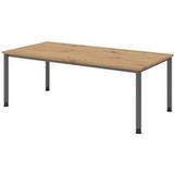 HAMMERBACHER Bureau Série H | Piètement à 4 pieds | réglable en hauteur | extrêmement stable, Taille plateau de table : 200 x 100 cm, Couleur plateau de table : Chêne noueux, Couleur piétement : Graphite