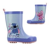 Leomil Lilo & Stitch - Regenlaarzen kinderen van 2 tot 8 jaar - Angel en Stitch Rubberen kinderlaarzen - Regenlaarsjes voor meisjes - Maat 26 - Paars