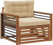 vidaXL Buitensofa Massief Acaciahout en Polyester Natuurlijk en Beige
